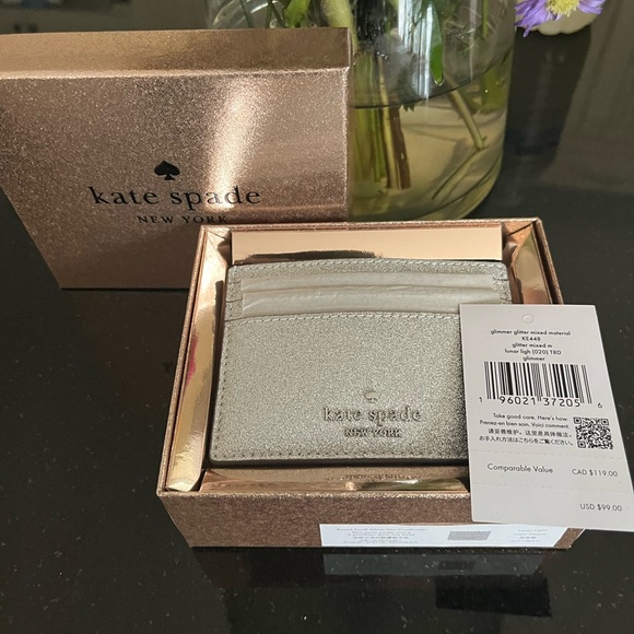 Kate Spade ♠️ NWT Glitter Slim Cardholder - Picture 3 of 3